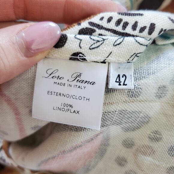 Loro Piana Blazer Womens 42 Multicolor Linen Silk Floral Paisley Pattern Italy - Picture 12 of 14